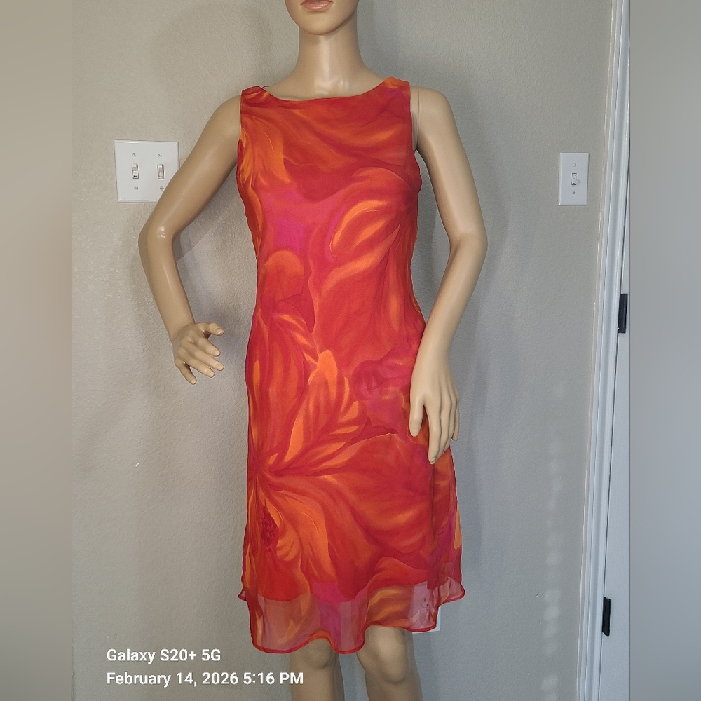 Y2k Giorgio Fiorelli Vibrant Red and Orange Midi Dress